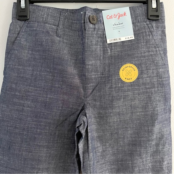 NWT Cat & Jack Kids Blue Straight Leg Dress Pants Reinforced Knees Size 8 - Picture 4 of 7